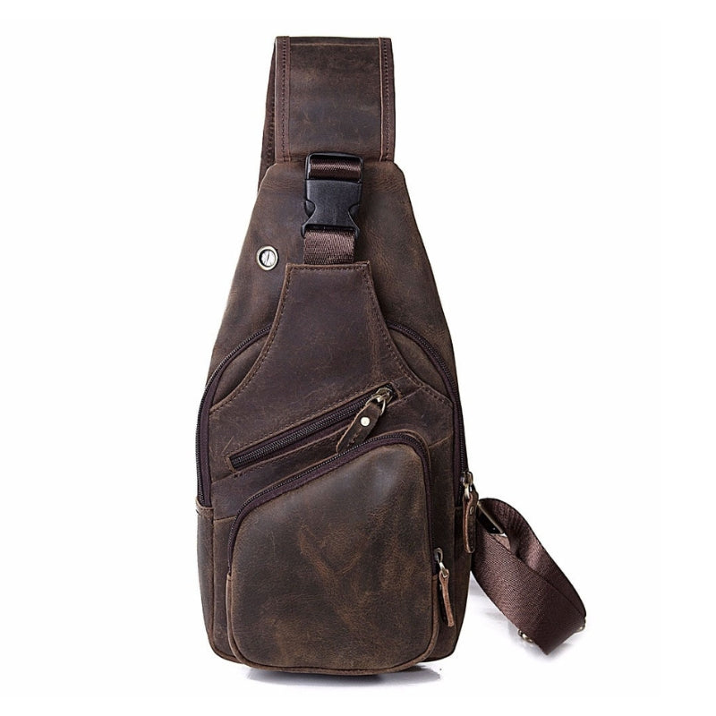 Petite Sacoche Poitrine Homme DGUSO – Imperméable Léger Bandoulière – Voyage, Randonnée, Vélo – Noir + Porte-Carte